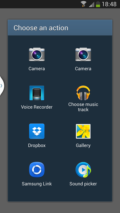 Samsung S4 File Selection Screen